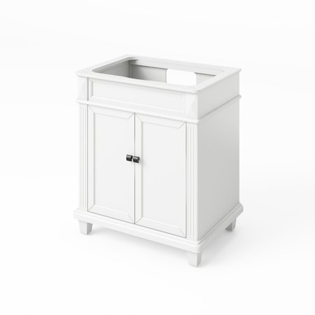 JEFFREY ALEXANDER 30" White Douglas Vanity, White Carrara Marble Vanity Top, undermount rectangle bowl VKITDOU30WHWCR